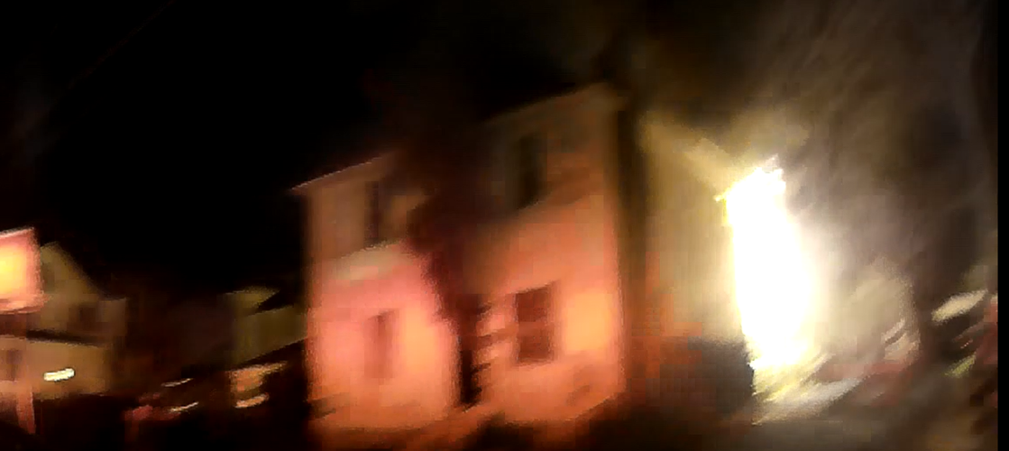 A blurry view of the fire