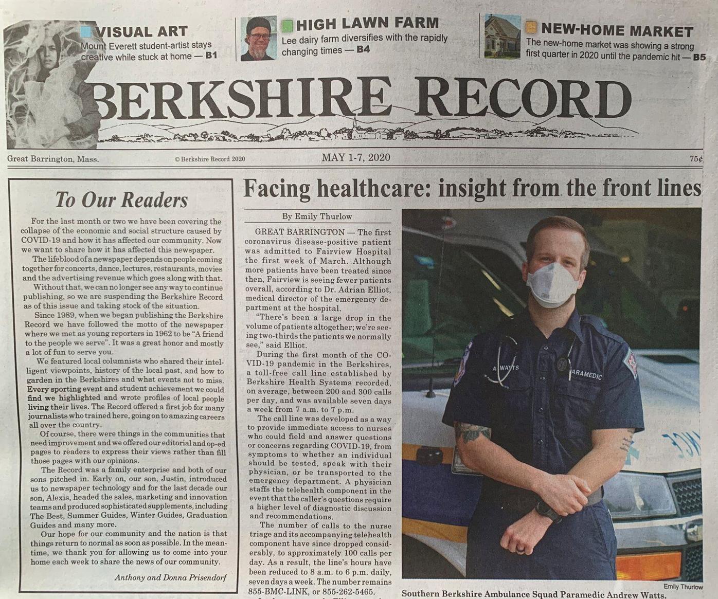 Berkshire Record To Suspend Publishing Weekly Newspaper Amid Pandemic Strain Archives Berkshireeagle Com