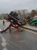 1 injured after tractor-trailer flips near Lee exit on MassPike