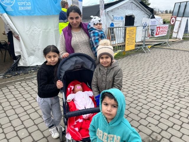 Ukranian family in Medyka, Poland among the refugees from war-torn Ukraine