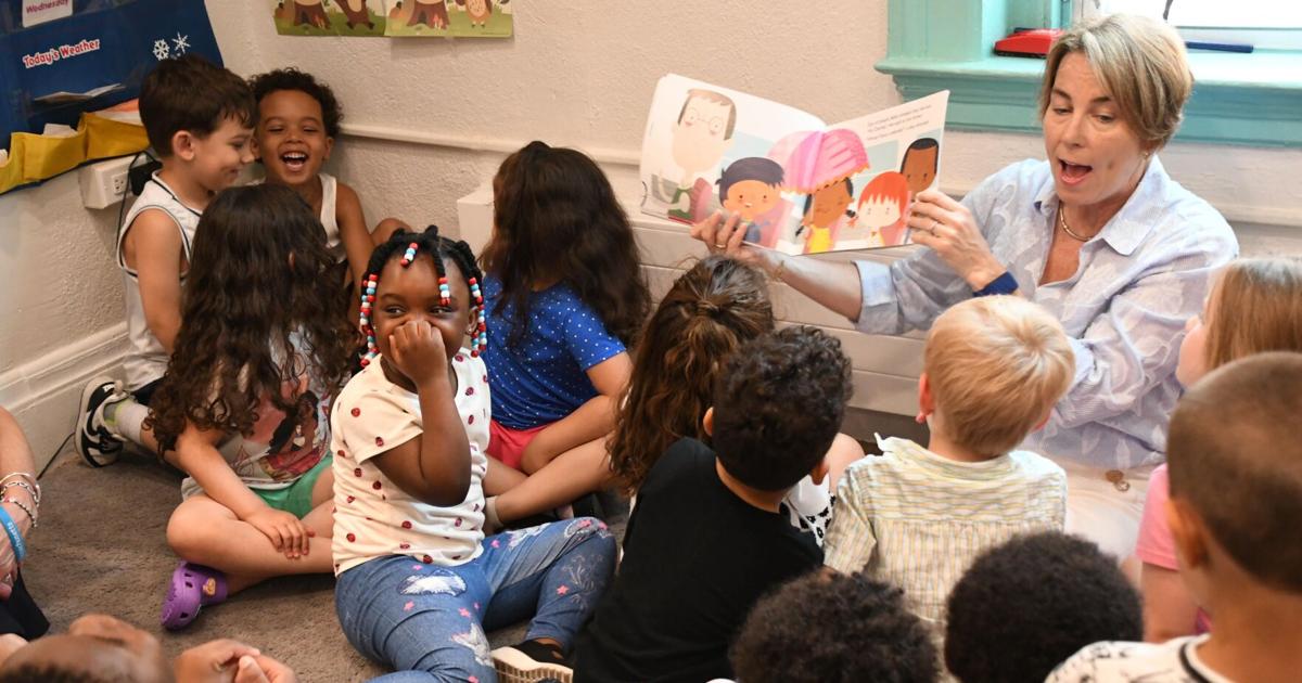 On visit to Berkshire Family YMCA, Gov. Maura Healey touts childcare investments — and reads to youngsters