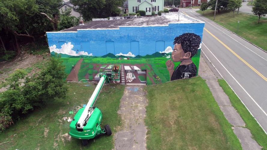 Aerial view of the mural
