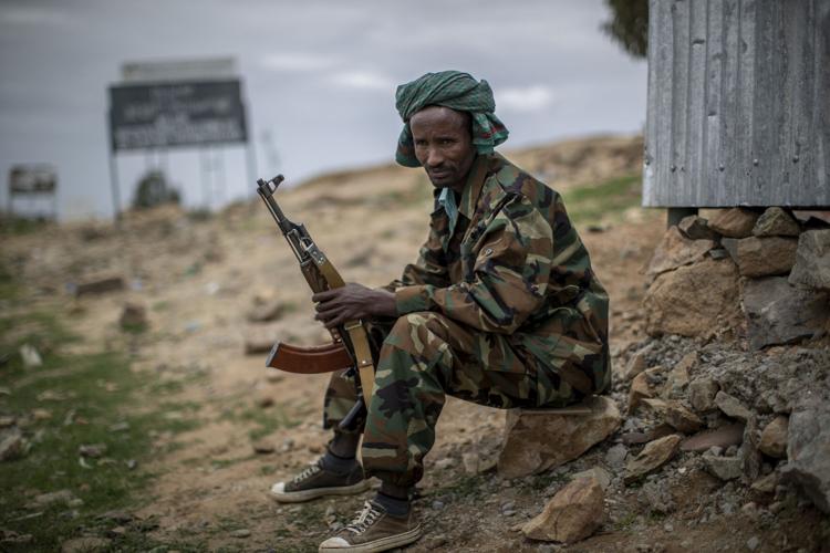 A man at a guard post in Ethiopia
