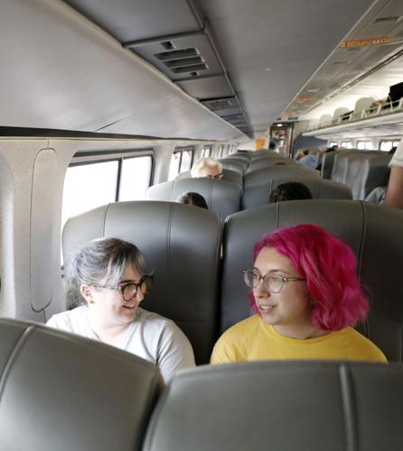 women on train