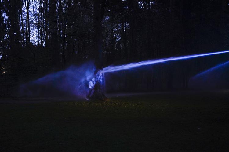 Police use a water cannon