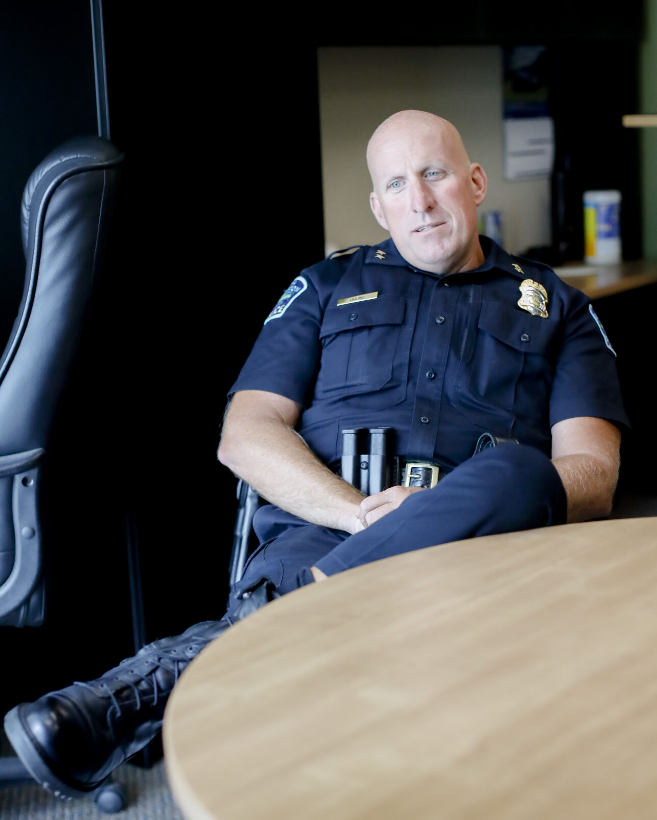 Police Chief Shawn Burke in his office