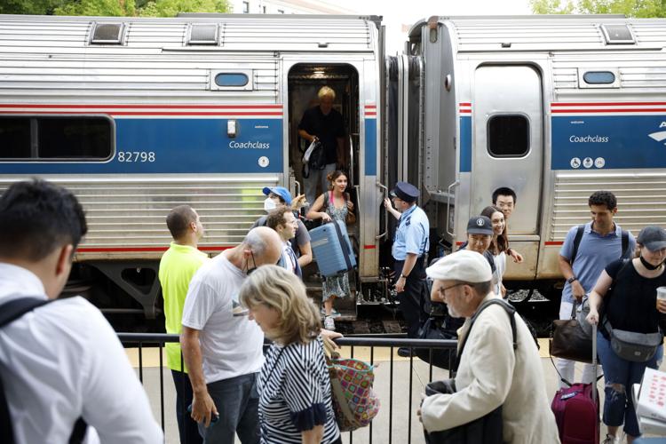 people get off train