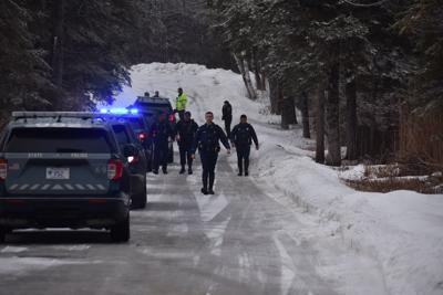 Police walking down road