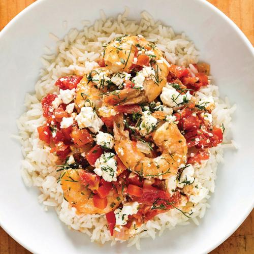 Ouzo adds complexity to shrimp dish