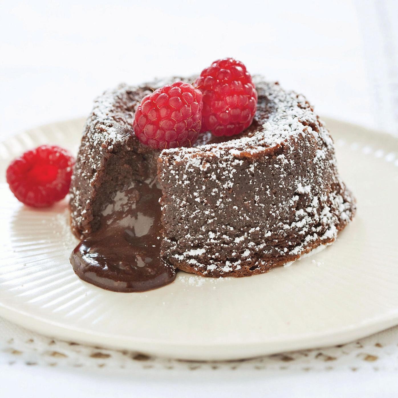 Molten chocolate cake is intense and buttery