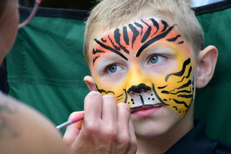 A boy gets his face painted