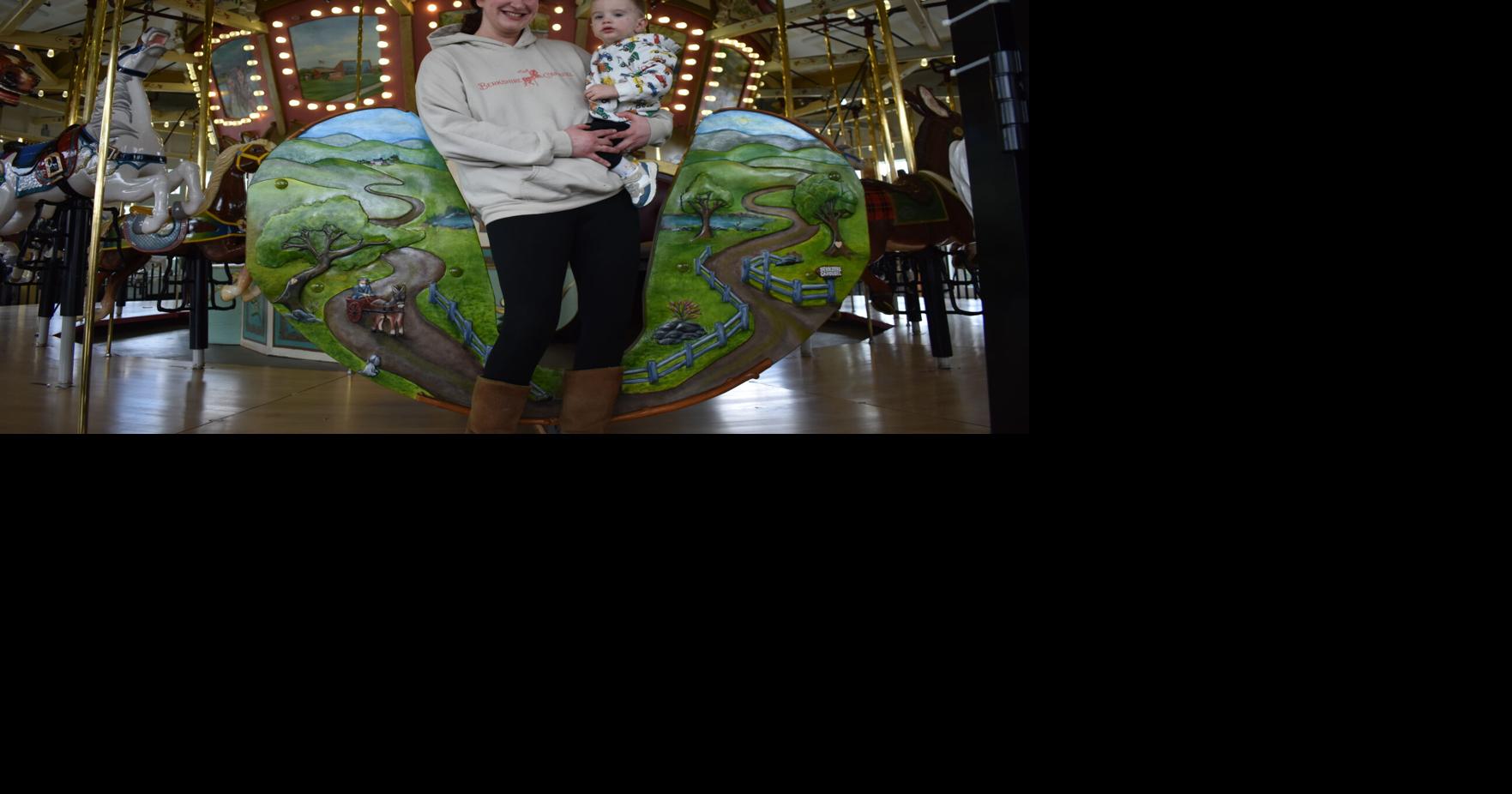 Kathryn Hamilton’s father Dan Hermanski carved Berkshire Carousel horses from a wheelchair. Now she honors his legacy