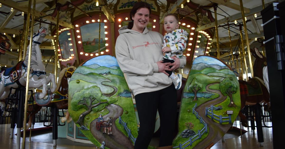 Kathryn Hamilton’s father Dan Hermanski carved Berkshire Carousel horses from a wheelchair. Now she honors his legacy