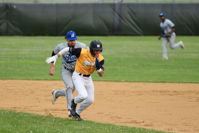 A runner is tagged out in a pickle