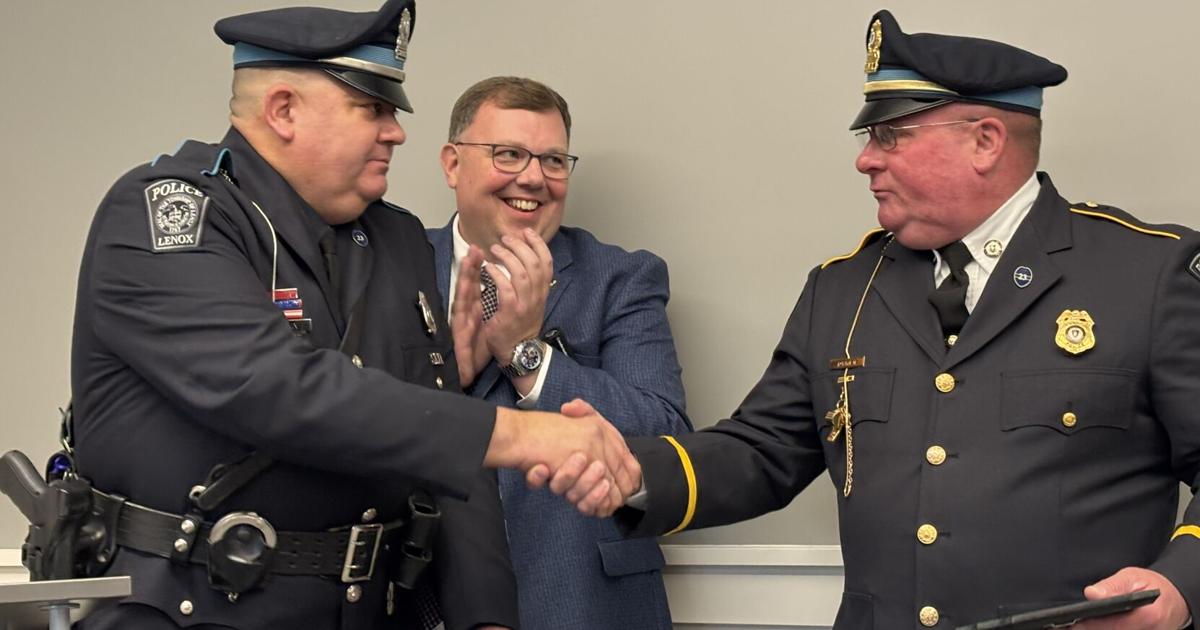 Hardly a dry eye as Lenox salutes a departing police chief and welcomes his successor