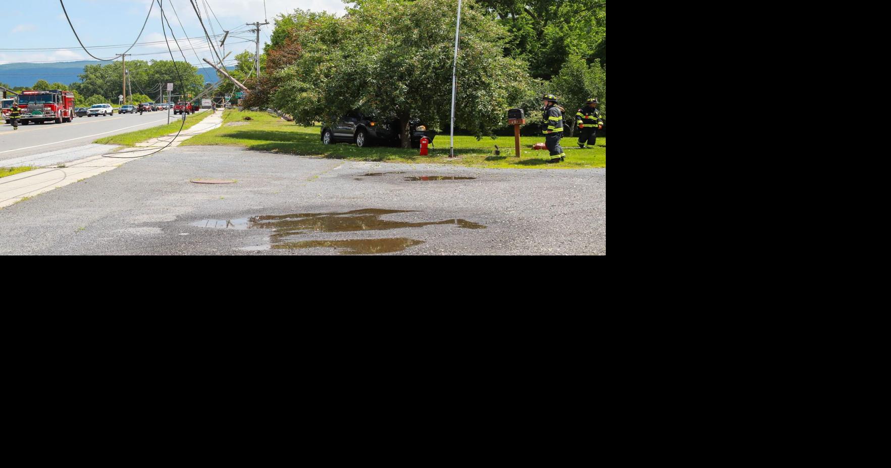 Driver hospitalized after crashing into utility pole on State Road in North Adams