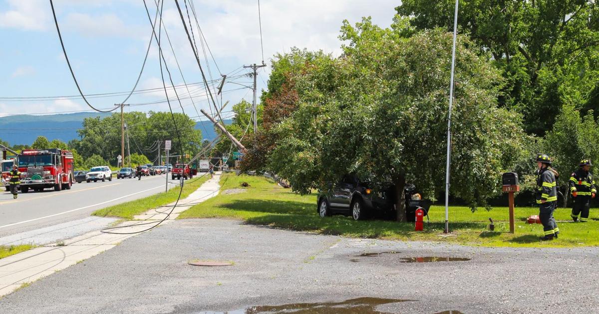 Driver hospitalized after crashing into utility pole on State Road in North Adams