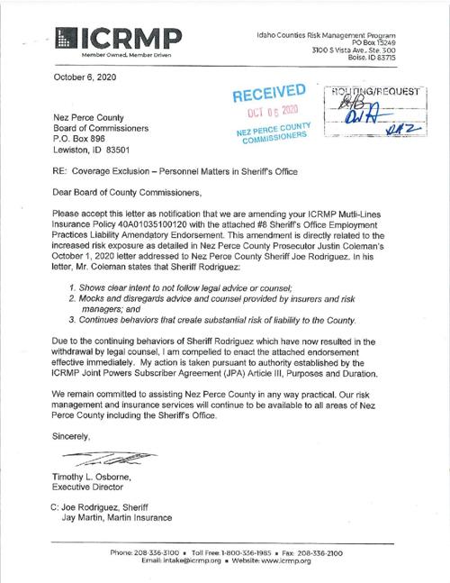 ICRMP Letter on Sheriff Rodriguez 10/07