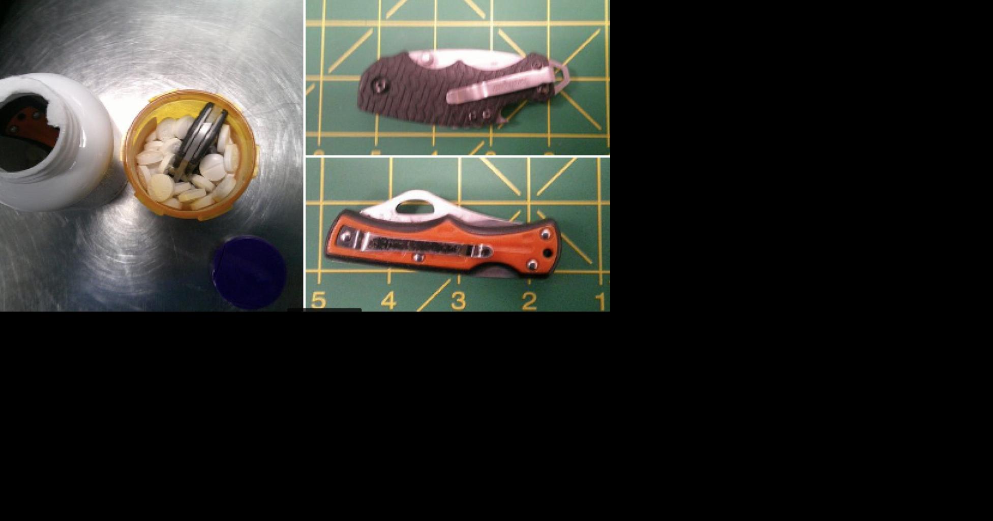 TSA officers discovered two knives concealed in pill bottles and rolled up clothing at LWS