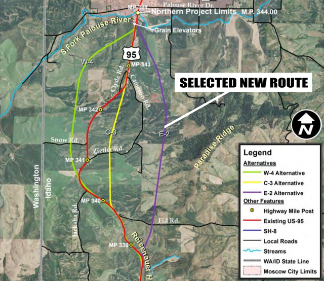 Planned Highway 95 Move and Expansion South of Moscow Moving Forward