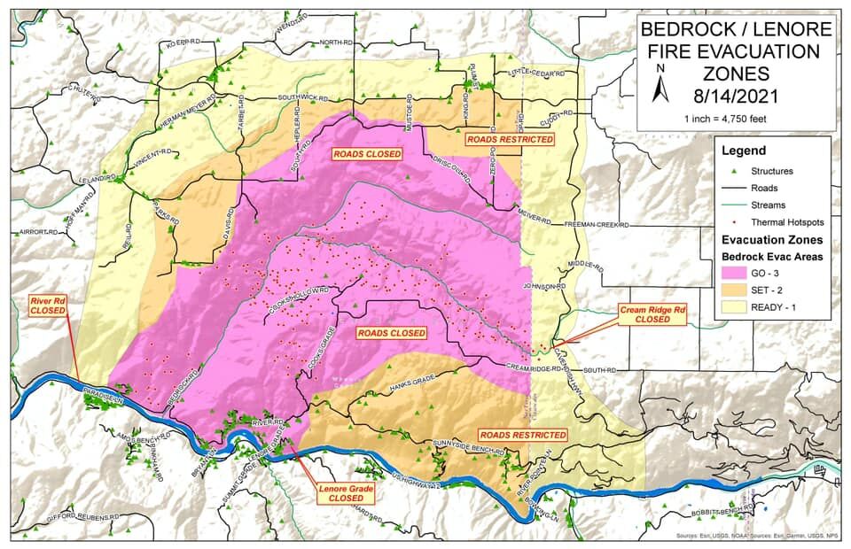 Bedrock Fire Near Lenore Grows to Over 9,000 Total Acres, Remains 0% ...