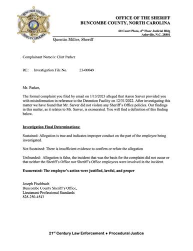 Dispatch Report Contradicts Buncombe Sheriff Office’s Exoneration ...