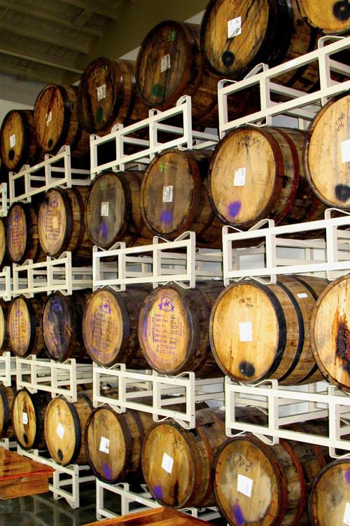 Barrels at Catawba Brewing's South Slope Rickhouse