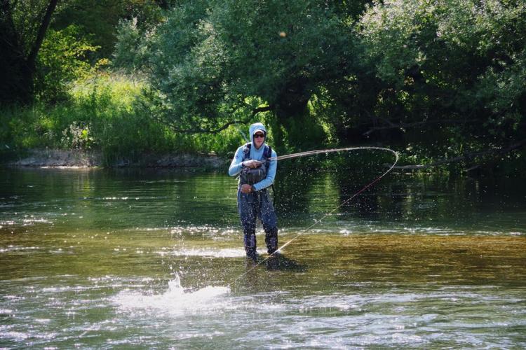 Casting for the gold Teen flyfishing champion medals with US Team