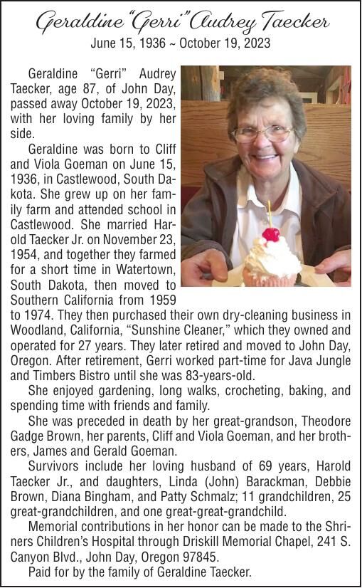 Obituary: Geraldine 'Gerri' Audrey Taecker | Obituaries ...