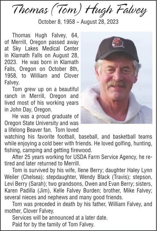 Obituary: Thomas (Tom) Hugh Falvey | Obituaries | Bluemountaineagle.com