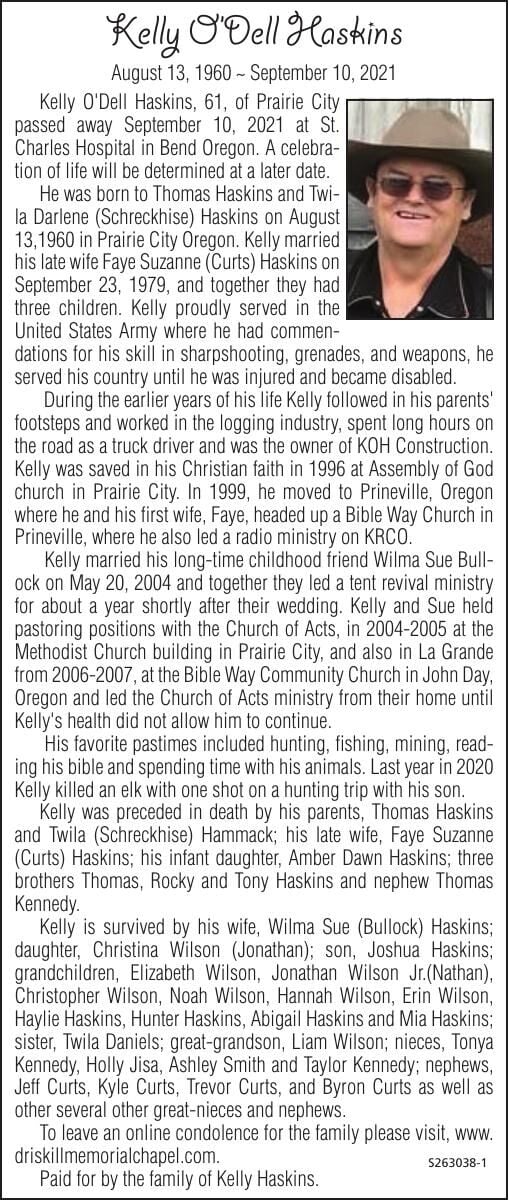 Obituary: Kelly O’Dell Haskins