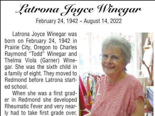 Obituary: Latrona Joyce Winegar