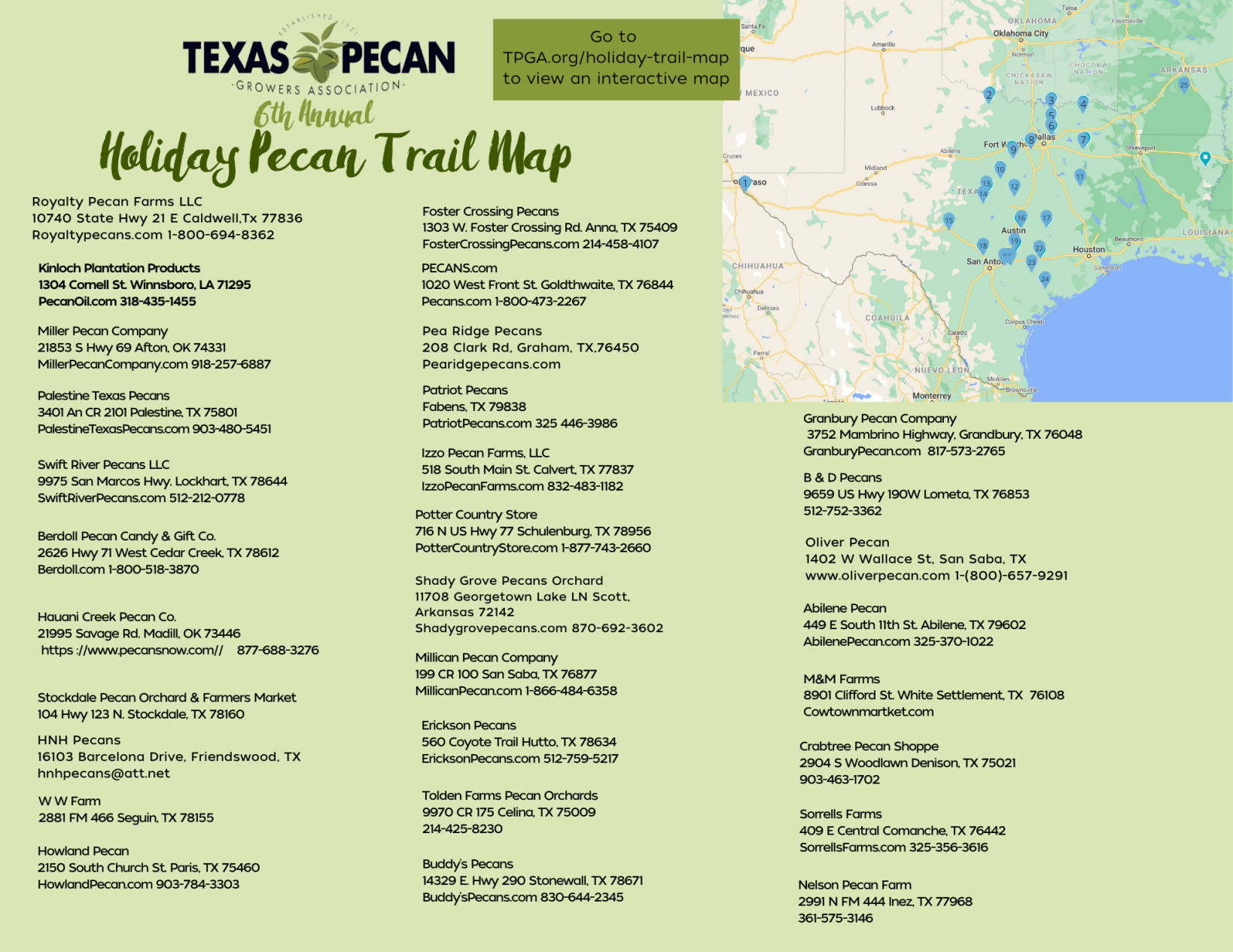 Texas Pecan Growers Association Releases 6th Annual Holiday Pecan Trail 