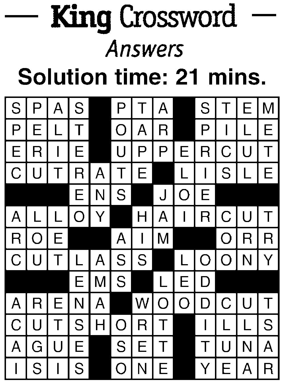 Crossword Puzzle Answers 11 9 Site breezejmu