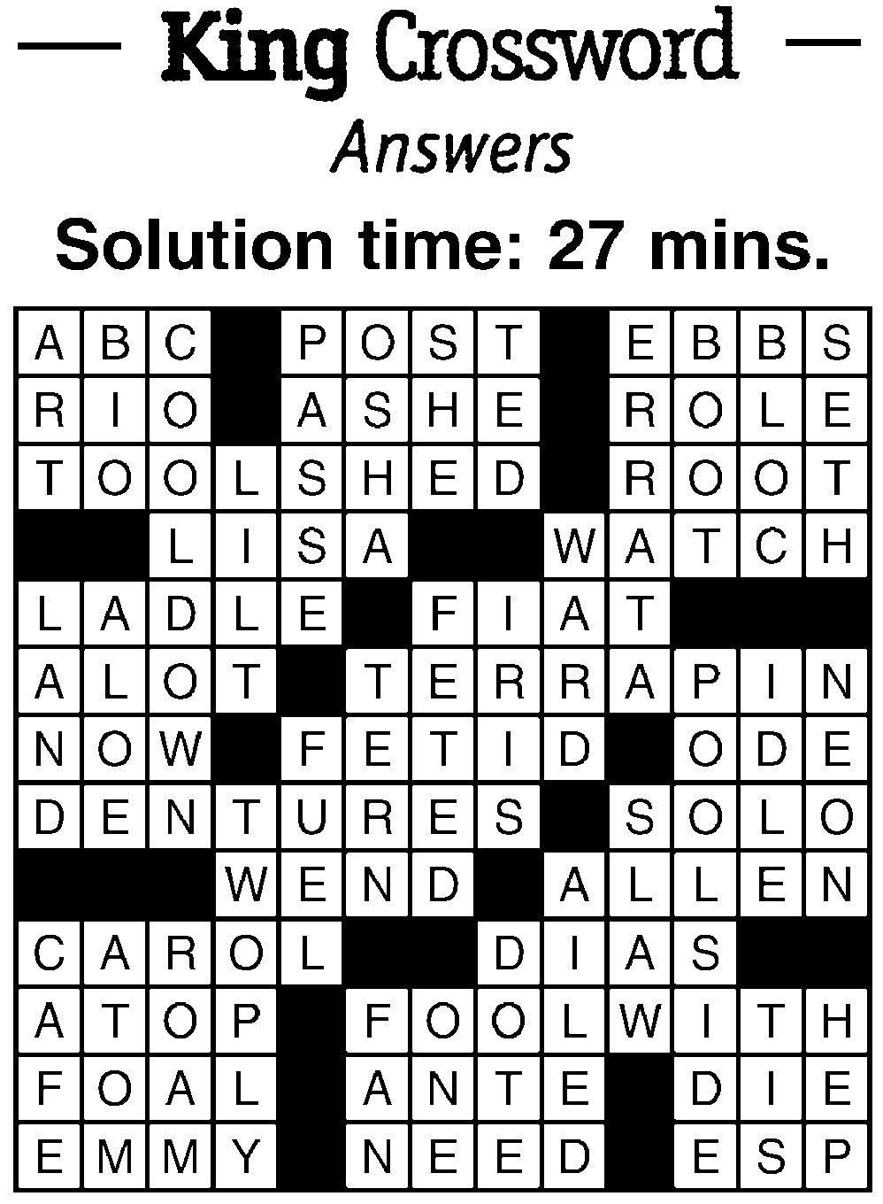 Crossword puzzle answers 3/22 | Site | breezejmu.org