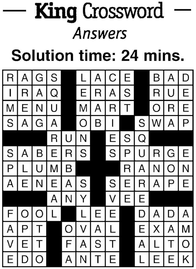 Crossword puzzle answers 3/29 Site