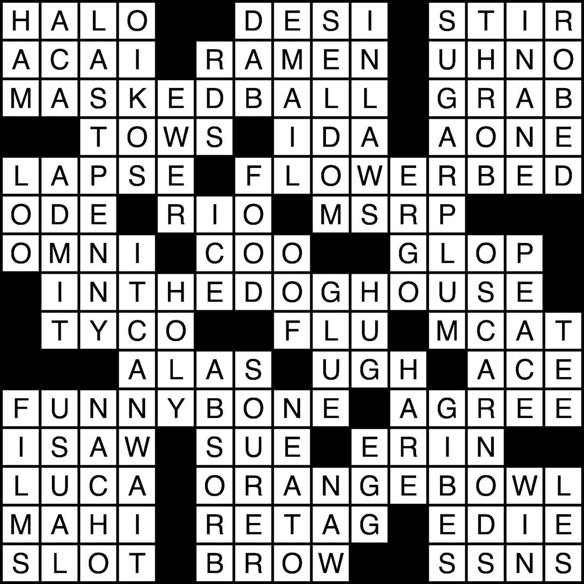 Crossword Puzzle Answers: Sept. 29, 2022 | Crossword Answers ...