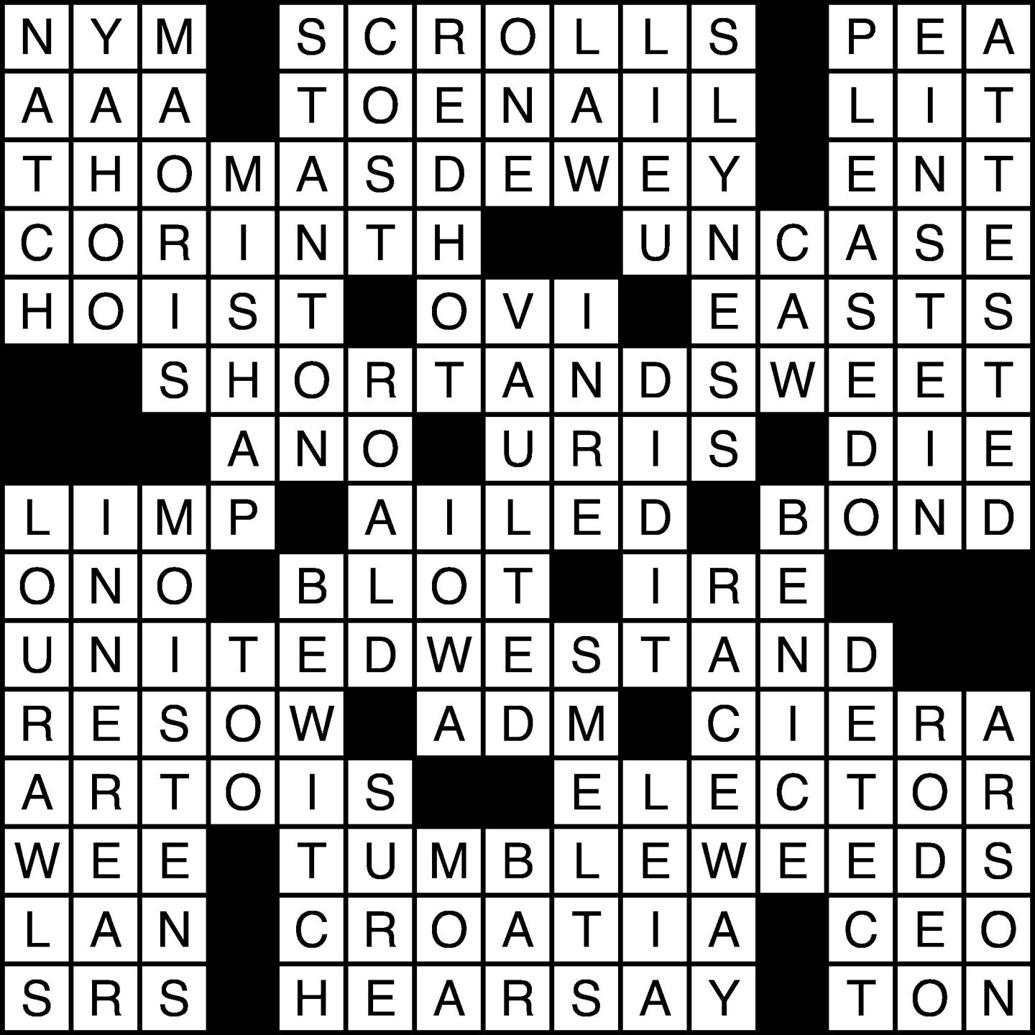 Crossword Puzzle Answers April 29, 2021 Crossword Answers