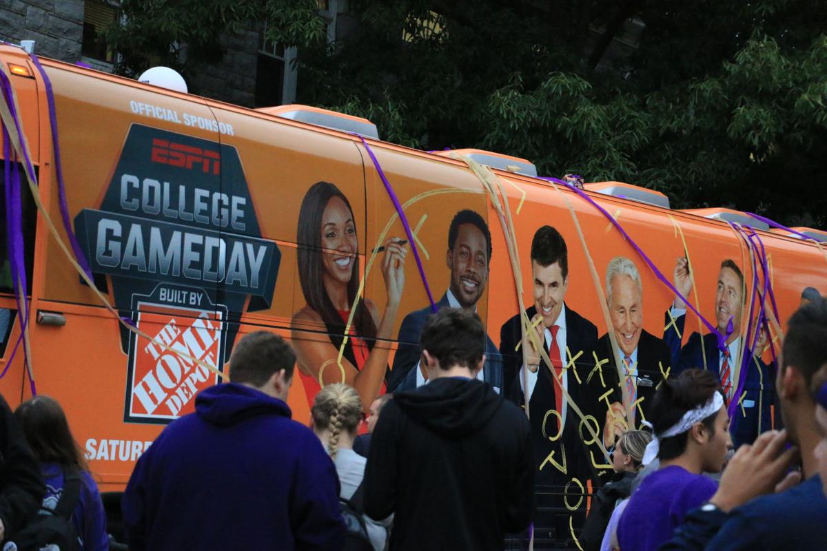 The "College GameDay" bus arrives at JMU Multimedia