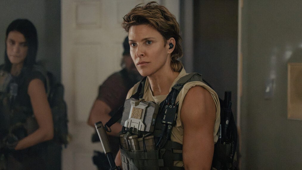 Jill Wagner as Bobby in Lioness Season 3 looking tactical