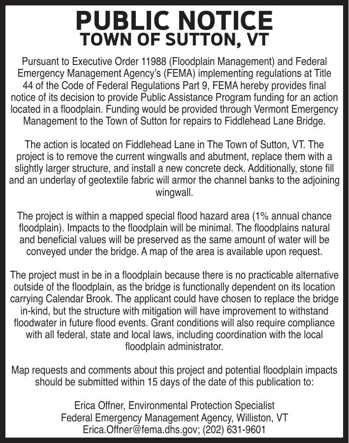 TOWN OF SUTTON - 80831 | Notices | caledonianrecord.com