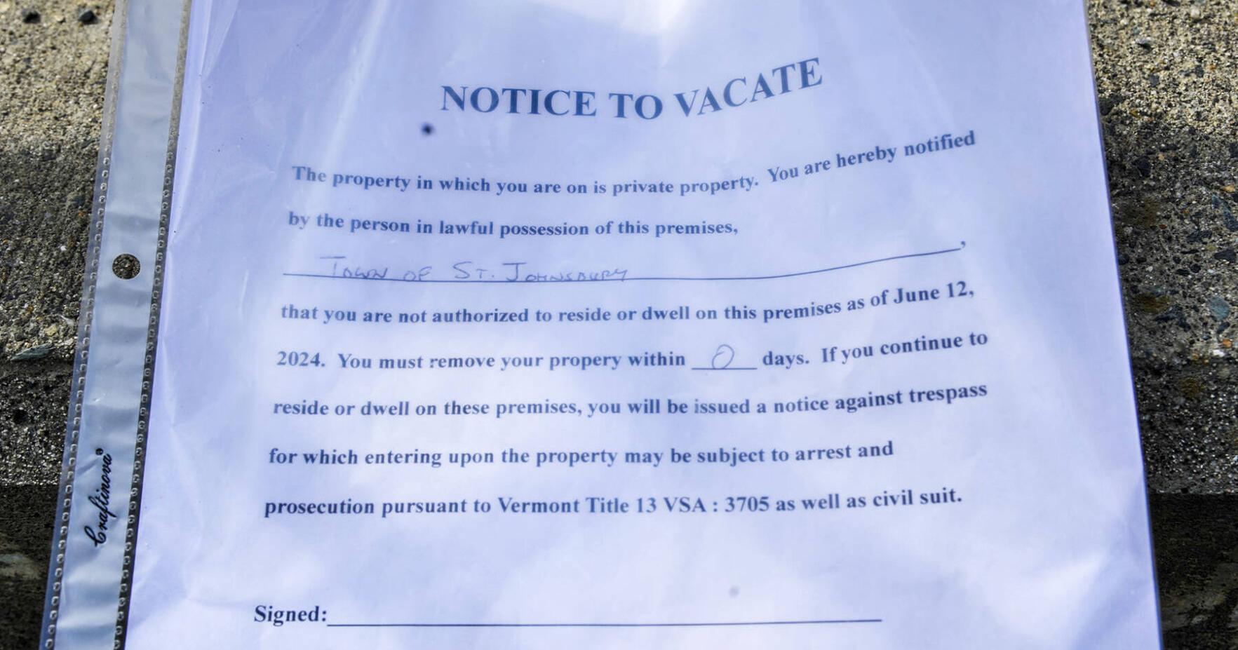 Public Safety Task Force Delivers Vacate Notices At St. Johnsbury Homeless Encampments - Vimarsana News