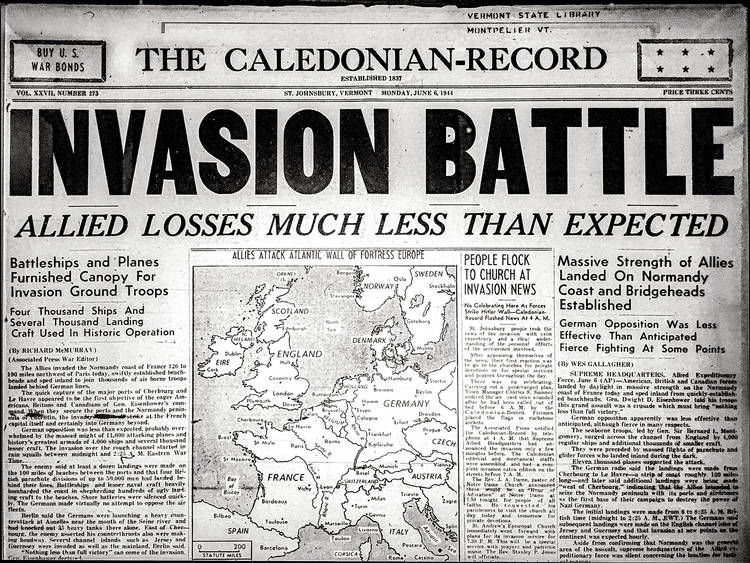 D Day Remembrance Front Page News On June 6 1944 Local News