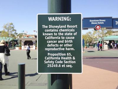 Image result for warning signs at disneyland cancer