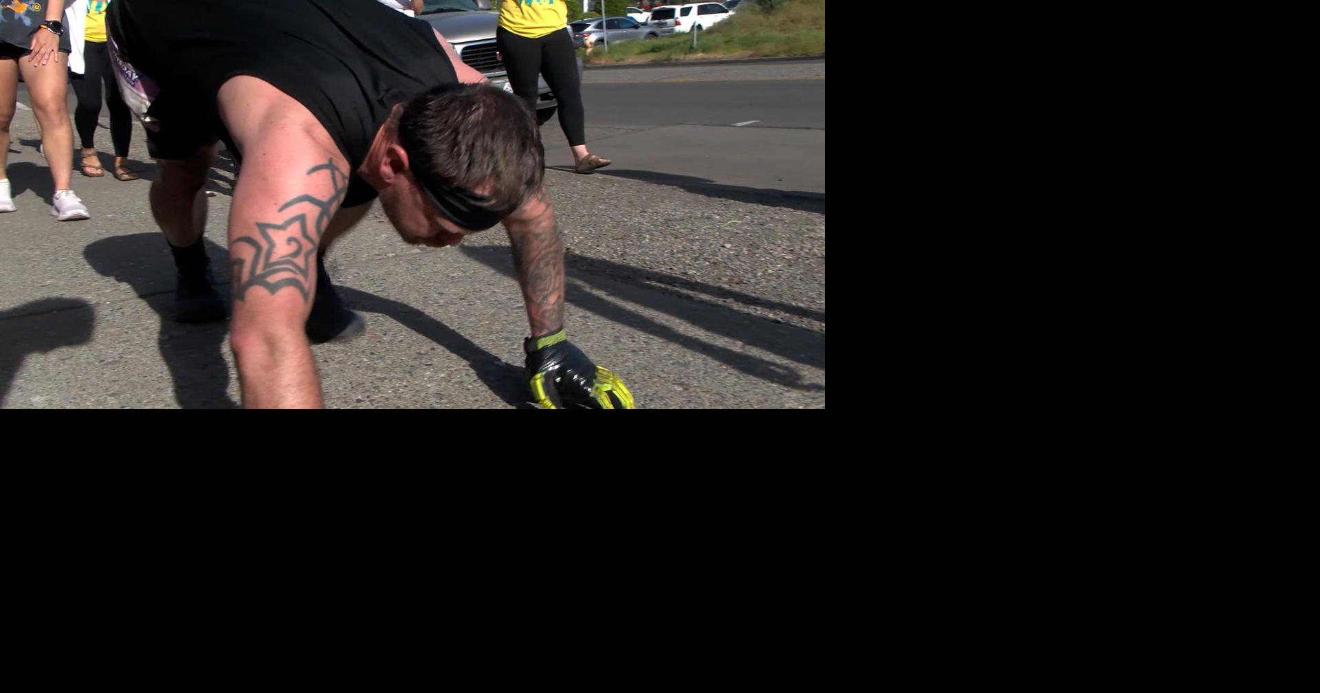 Man bear crawling 12K race for addiction awareness finishes in just under 24 hours