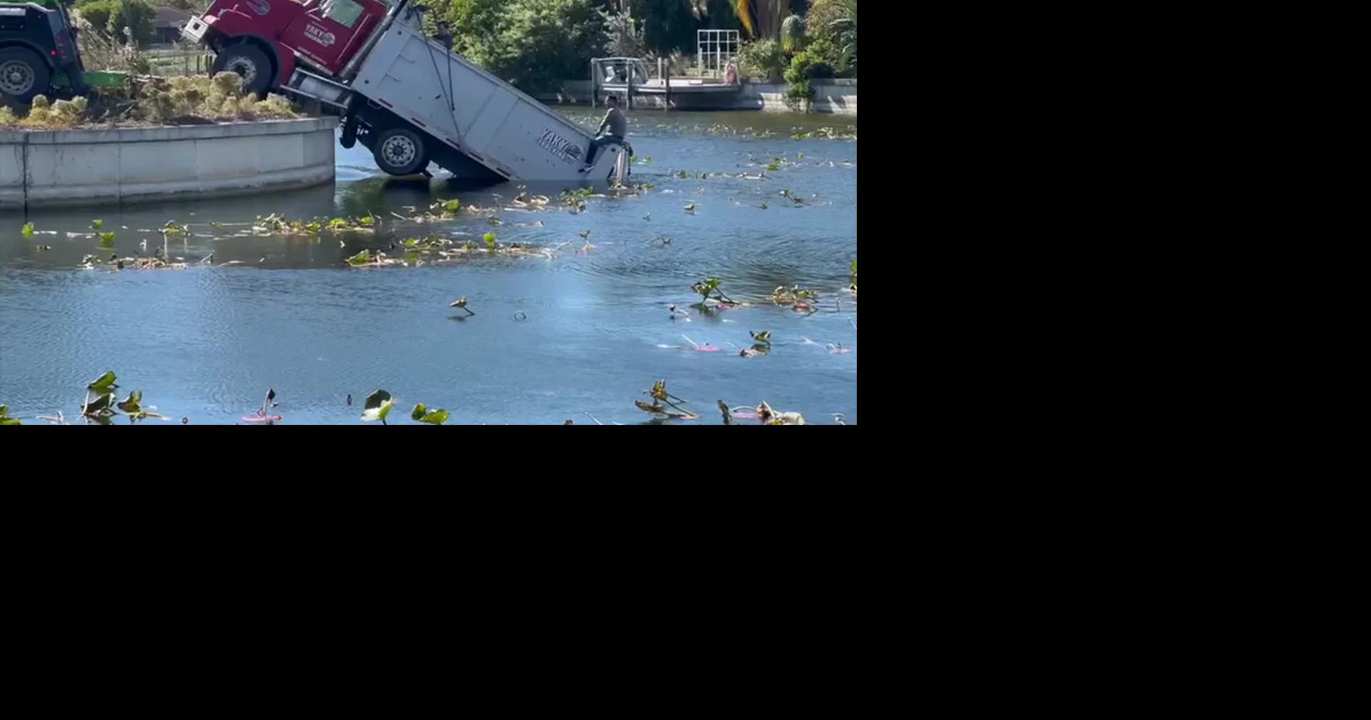 'You don't see this every day': Construction truck falls into Cape Coral canal