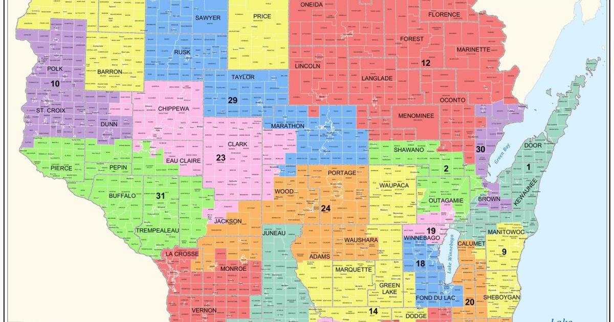 MAP Current Wisconsin Senate District Map