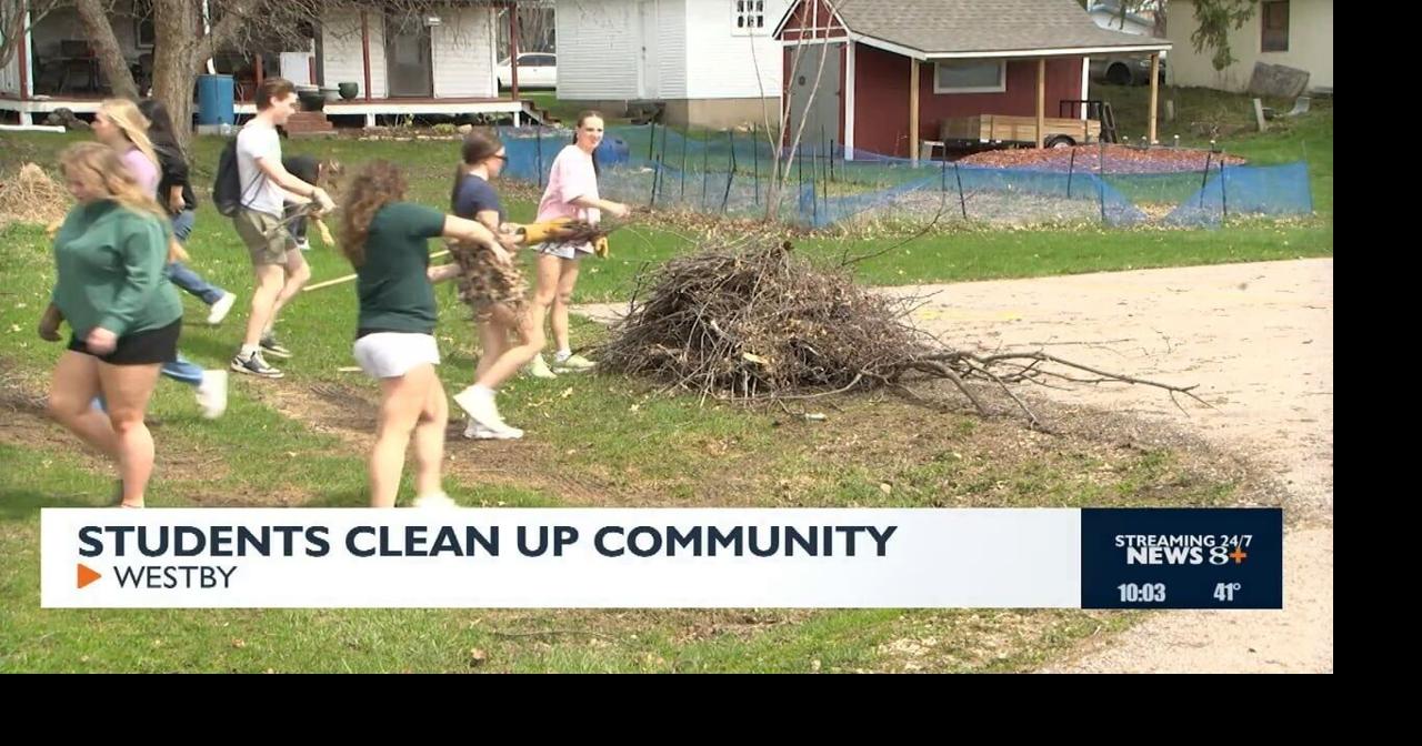Westby High School students lead clean-up effort after Tuesday's storms