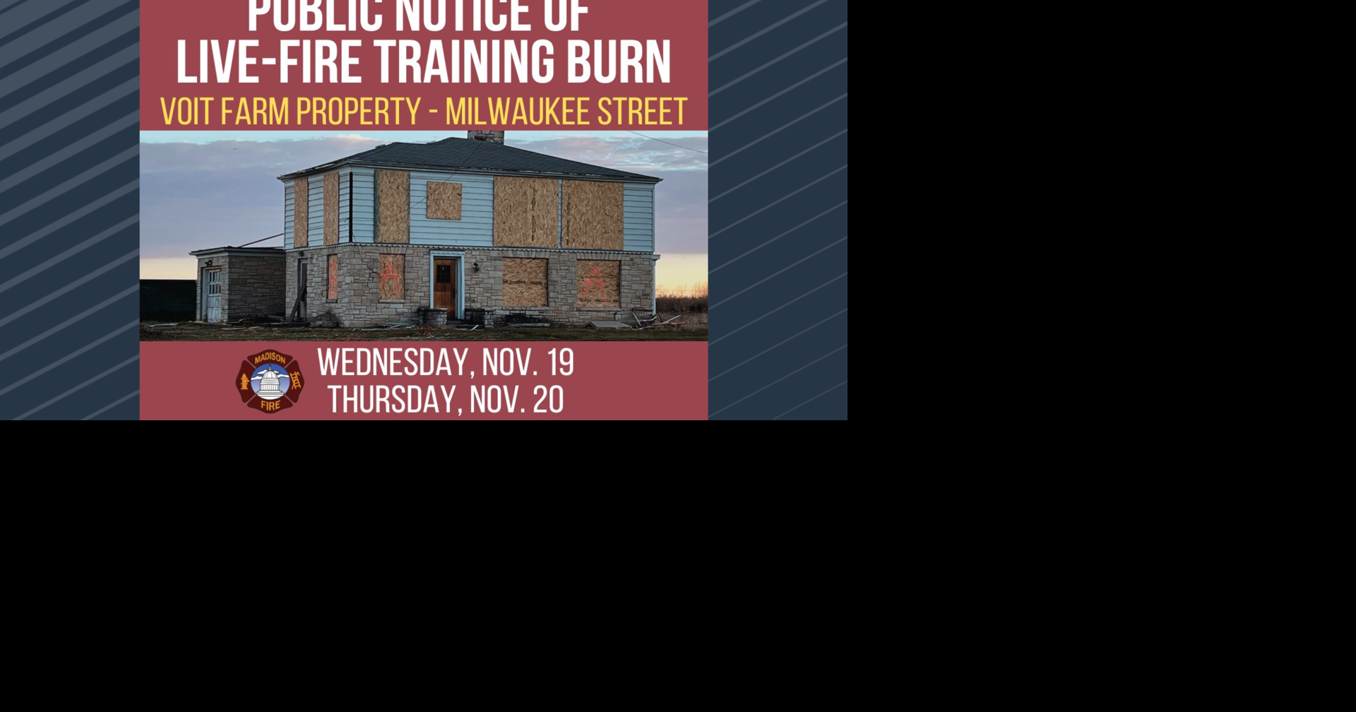 Madison Fire Department to conduct training burns this week on Milwaukee Street