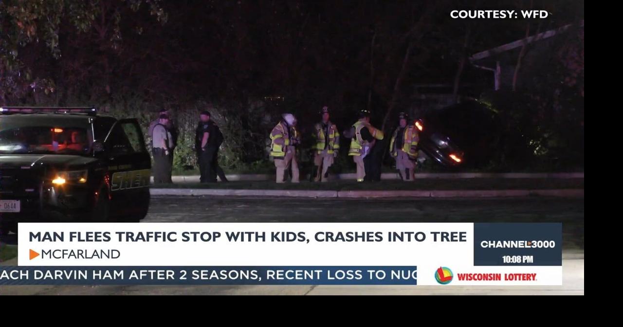 Man flees traffic stop with children in vehicle, crashes into tree ...